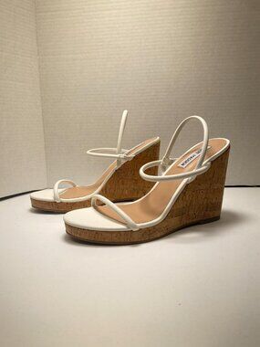 STEVE MADDEN Women's Udell Strappy White Platform Wedge Sandals sz 9